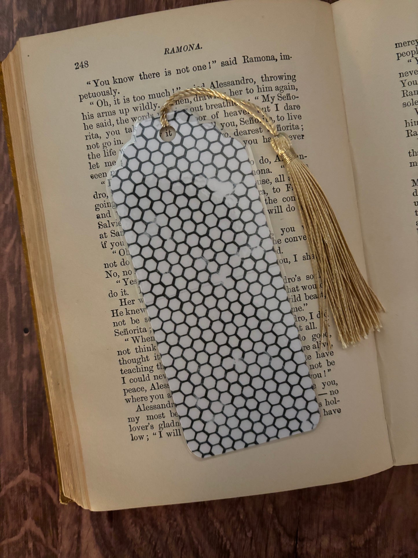 honeybee double-sided bookmark