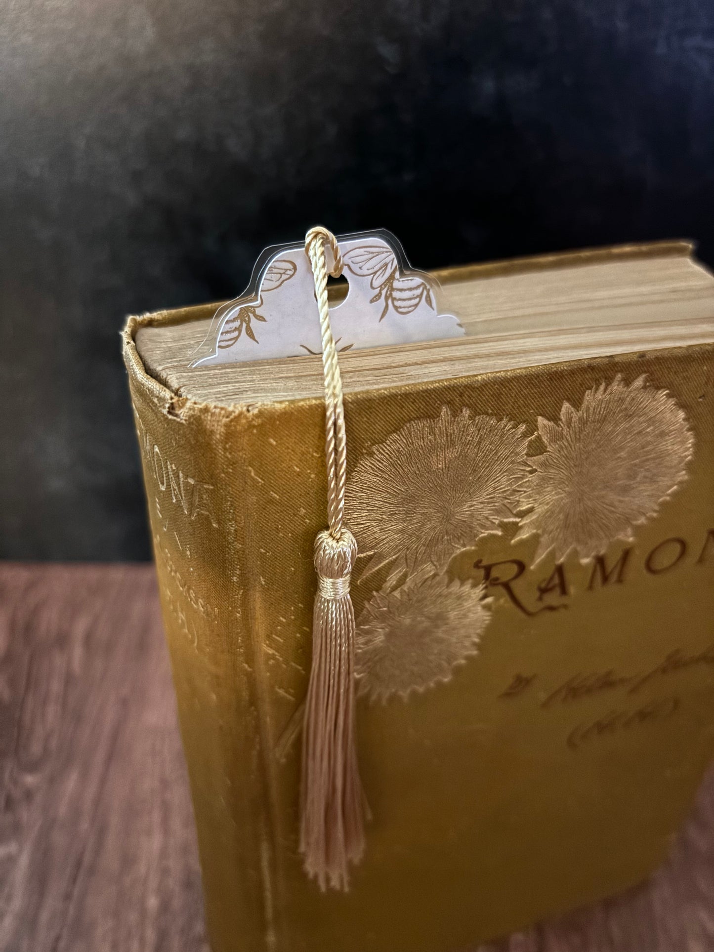 honeybee double-sided bookmark