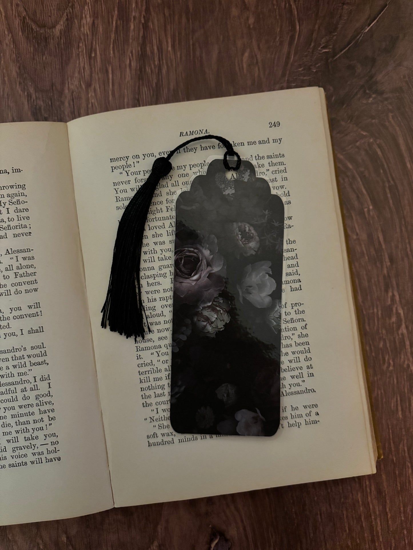 midnight rose double-sided bookmark