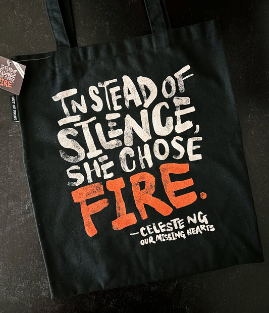 "She Chose Fire" tote bag | Out of Print