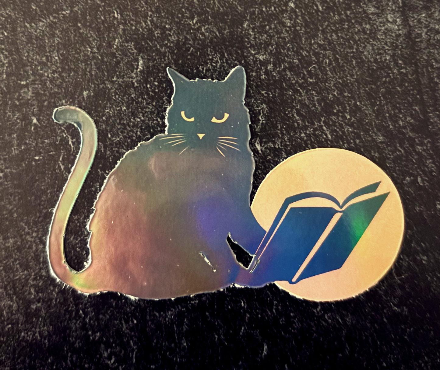 Black Cat With Book Sticker