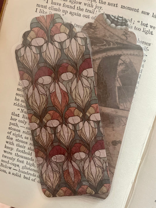 victorian glass double-sided bookmark
