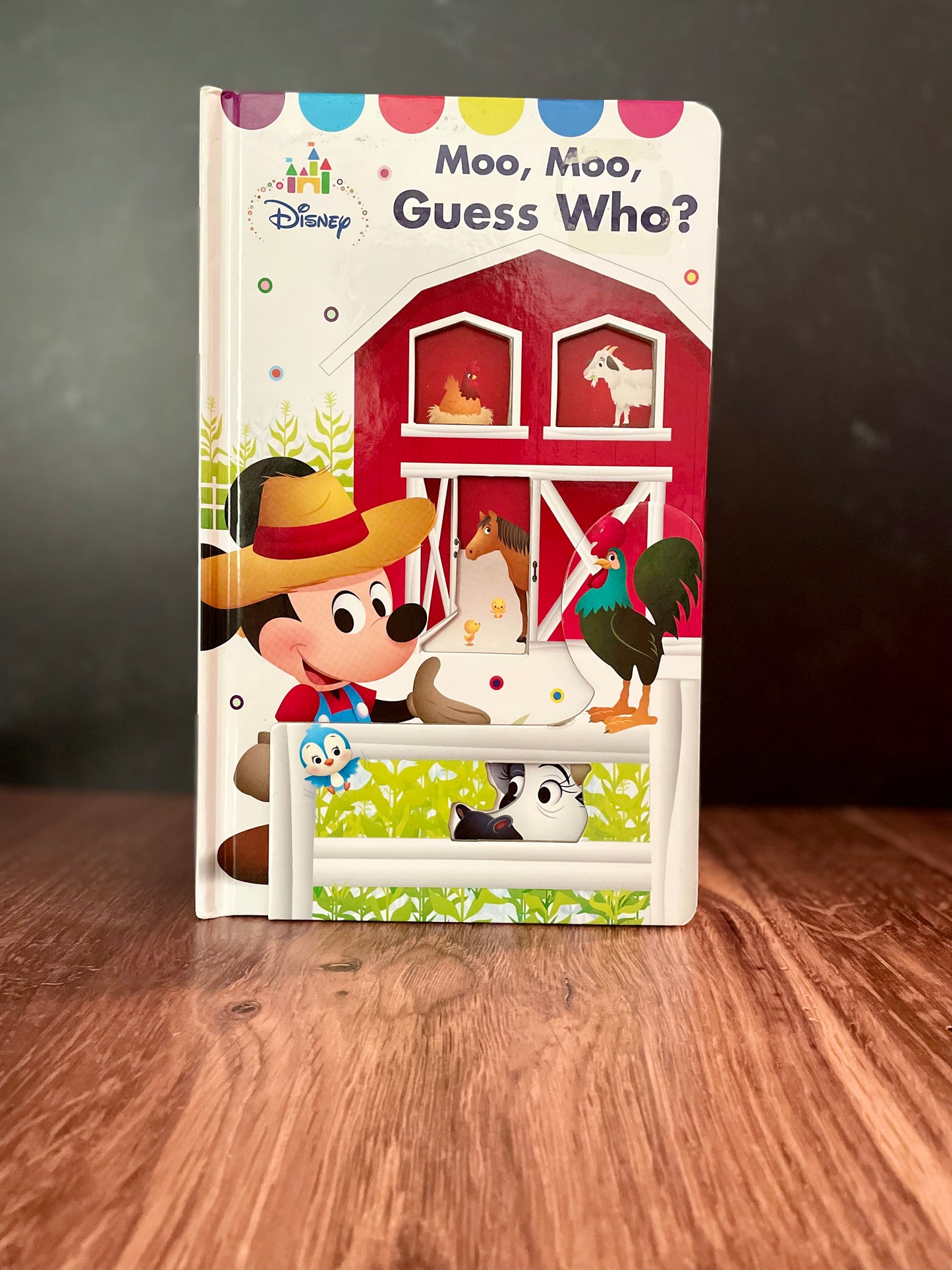 "Moo, Moo, Guess Who?" by Sally Little (Disney Baby Boardbook, Preowned)